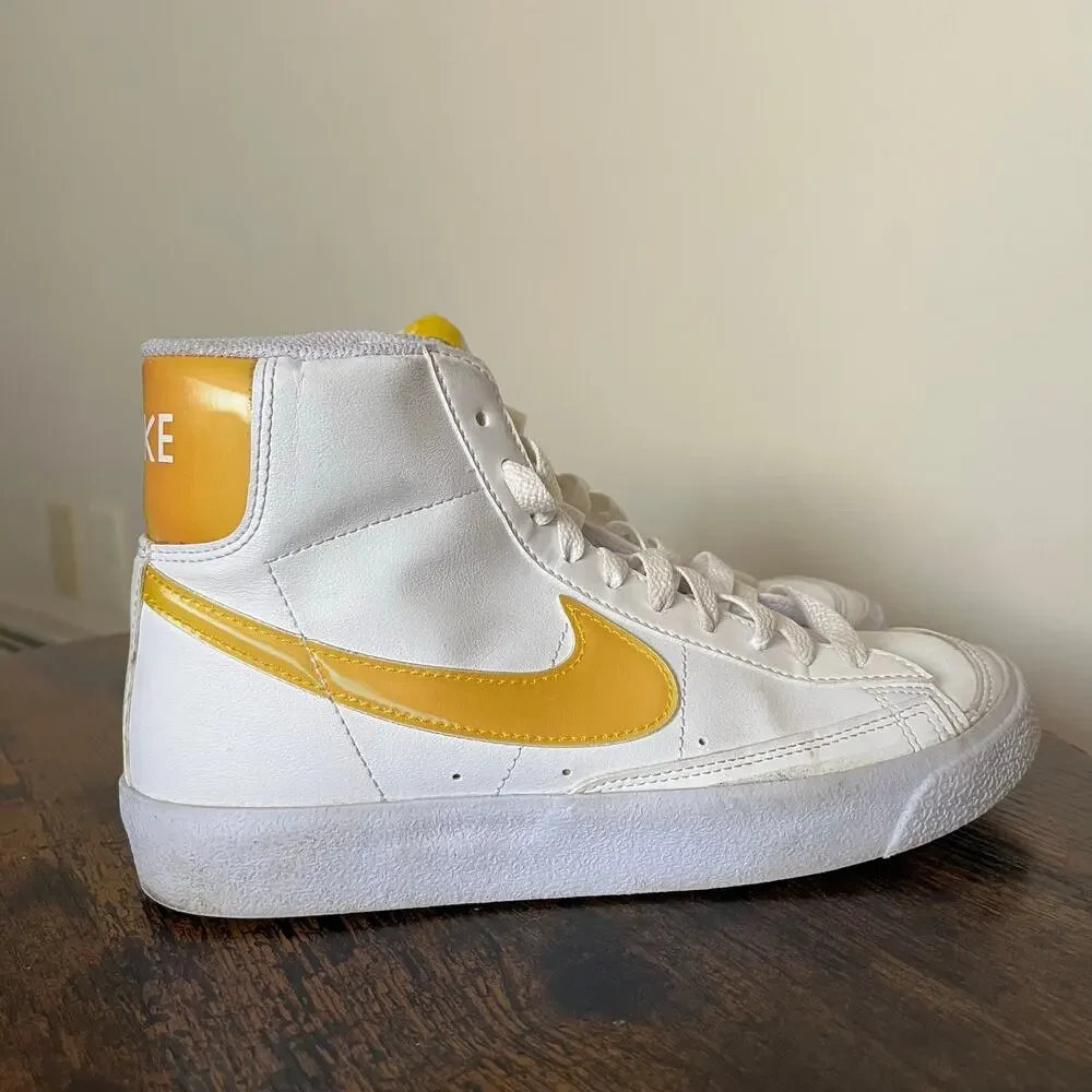 Nike Shoes Blazer Mid Sneaker Next Nature Lace Up White Yellow‎ YOUTH 5